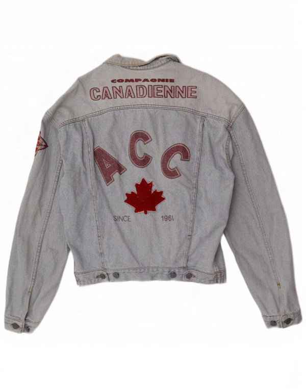 Compagnie Canadienne Herre grafisk denimjakke UK 38 Medium Blue