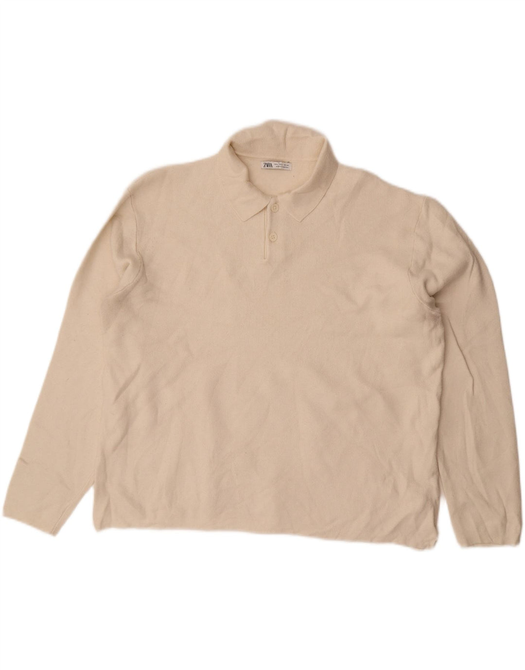 Zara Herre Polo Neck Jumper Sweater Stor Hvid