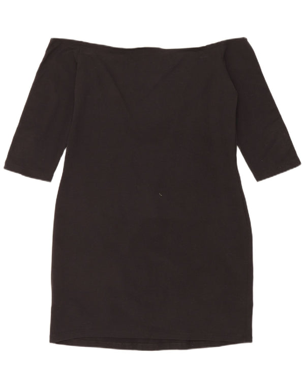 Adidas Dame 3/4 ærme off Shoulder Kjole UK 18 XL Sort Bomuld Sports