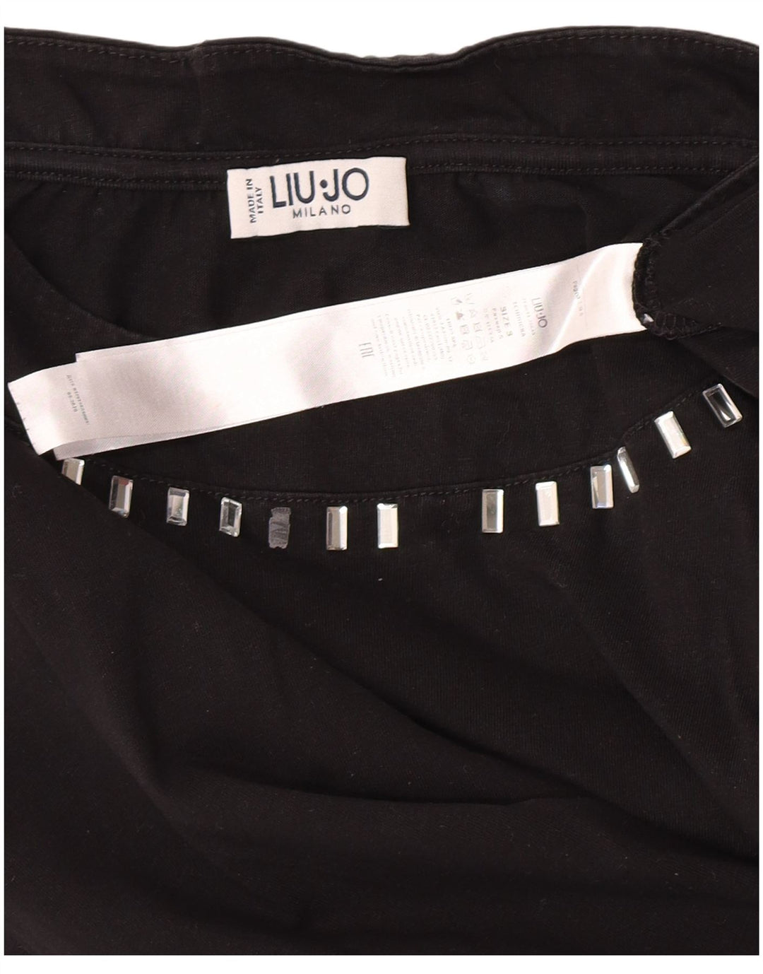Liu Jo Dame T-Shirt Top UK 10 Lille Sort Bomuld