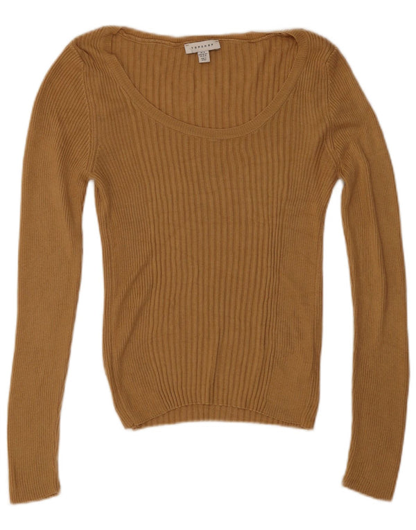 Topshop Dame Boat Neck Jumper Sweater UK 12 Medium Beige Viscose