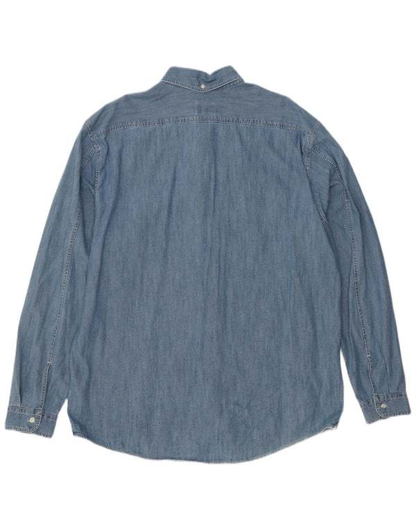 Lacoste Mens Regular Fit Denim Shirt Size 44 XL Blue Cotton