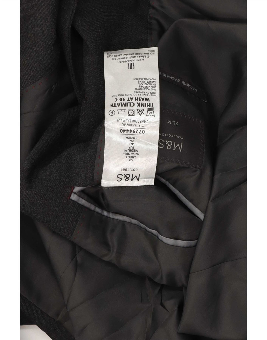 Marks & Spencer Herre 2-knaps Slim Fit Blazer Jacket UK 38 Medium Grey Uld