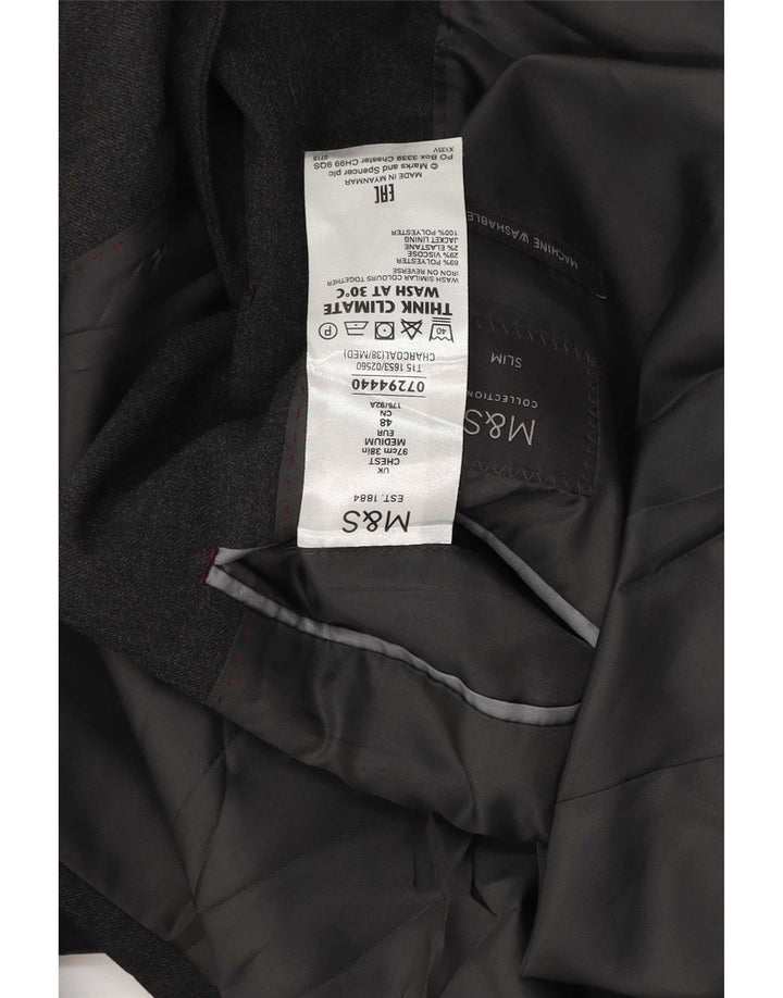 Marks & Spencer Herre 2-knaps Slim Fit Blazer Jacket UK 38 Medium Grey Uld