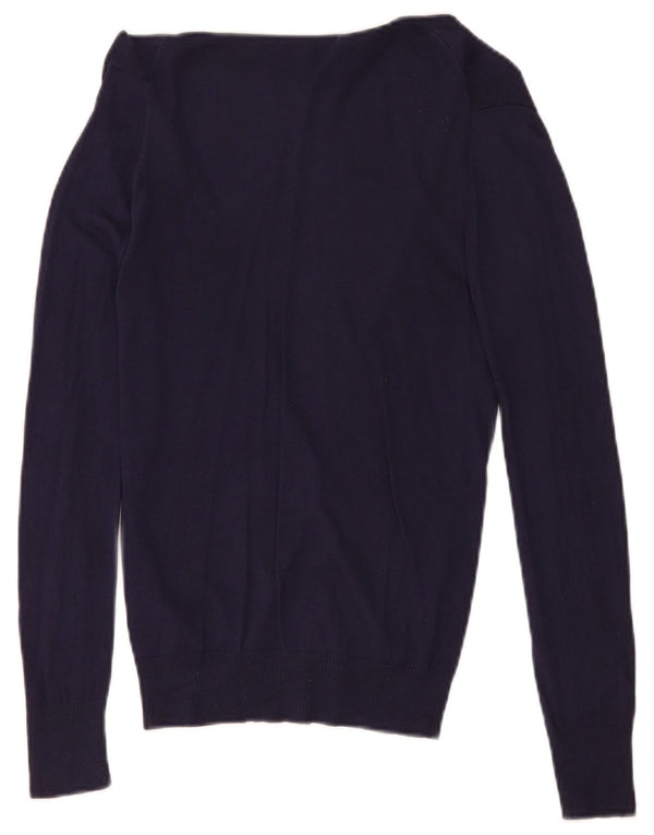 Massimo Dutti Dame Cardigan Sweater UK 12 Medium Navy Blue Silke