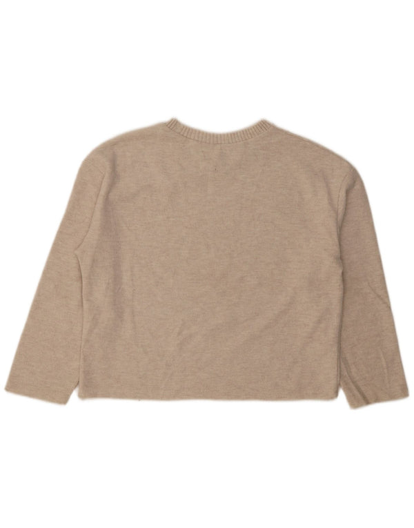 Zara Dame Loose Fit Bluse Top UK 14 Medium Beige Bomuld