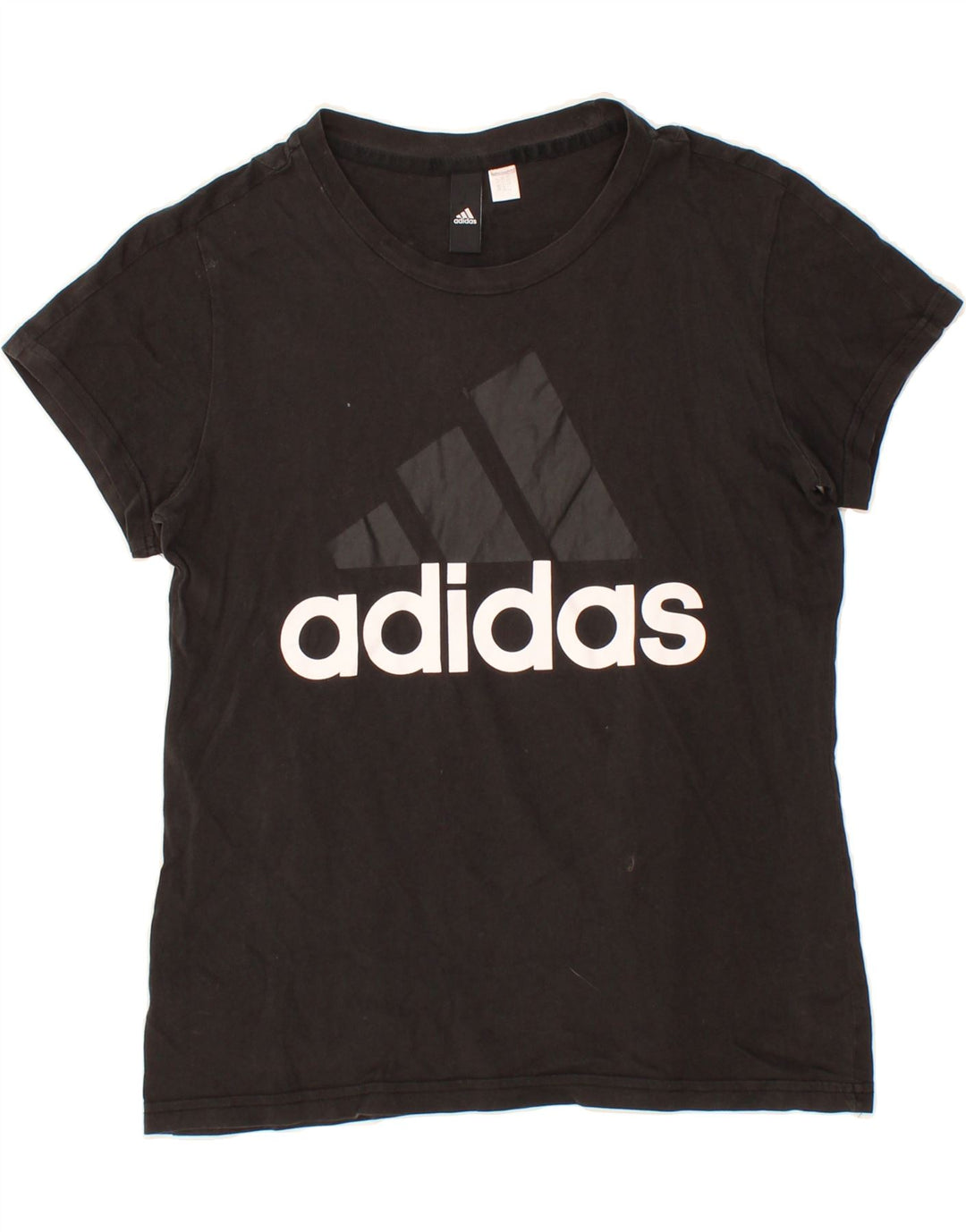 ADIDAS Womens Graphic T-Shirt Top UK 12 Medium Black Vintage Adidas and Second-Hand Adidas from Messina Hembry 