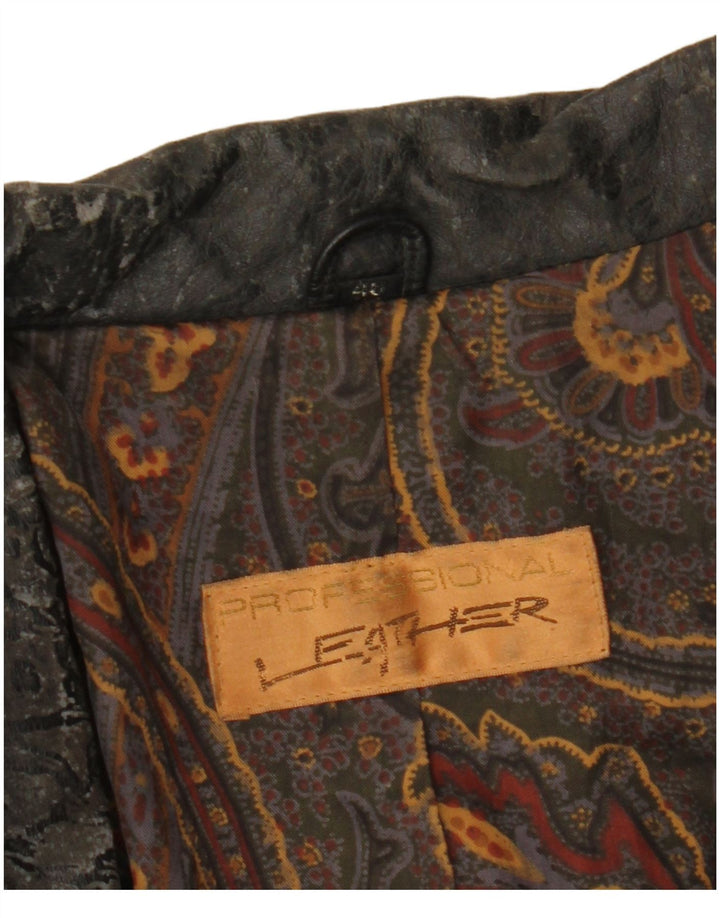 Vintage Herre Loose Fit Læderjakke IT 46 Lille sort læder