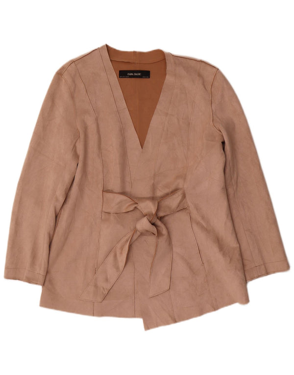 Zara Dame imiteret ruskind Blazer Jacket UK 12 Medium Beige