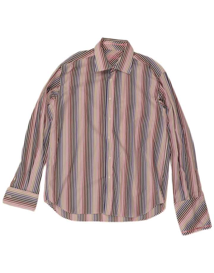 Ted Baker Herre formel skjorte størrelse 17 1/2 XL Flerfarvet stribet bomuld