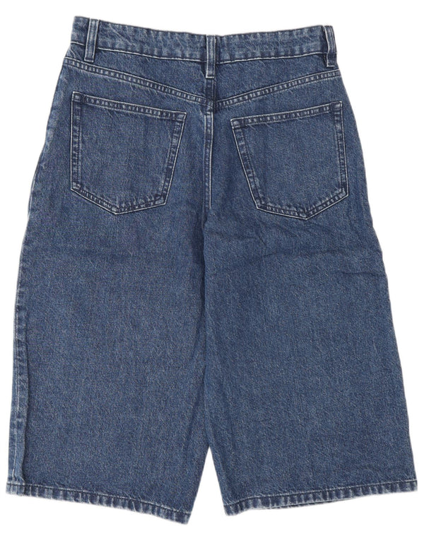 Zara Dame Relaxed Fit Denim Højtaljede Bermuda Shorts EU 34 2XS W24 Blå