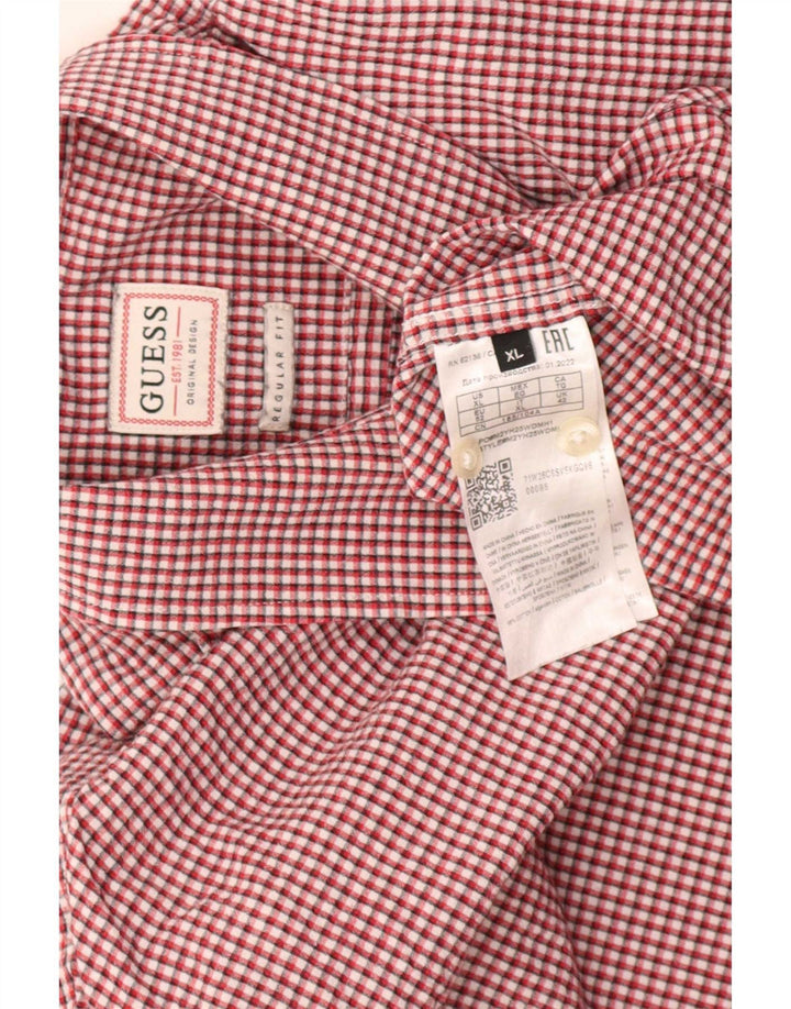 Guess Herre Regular Fit-skjorte XL rødternet bomuld