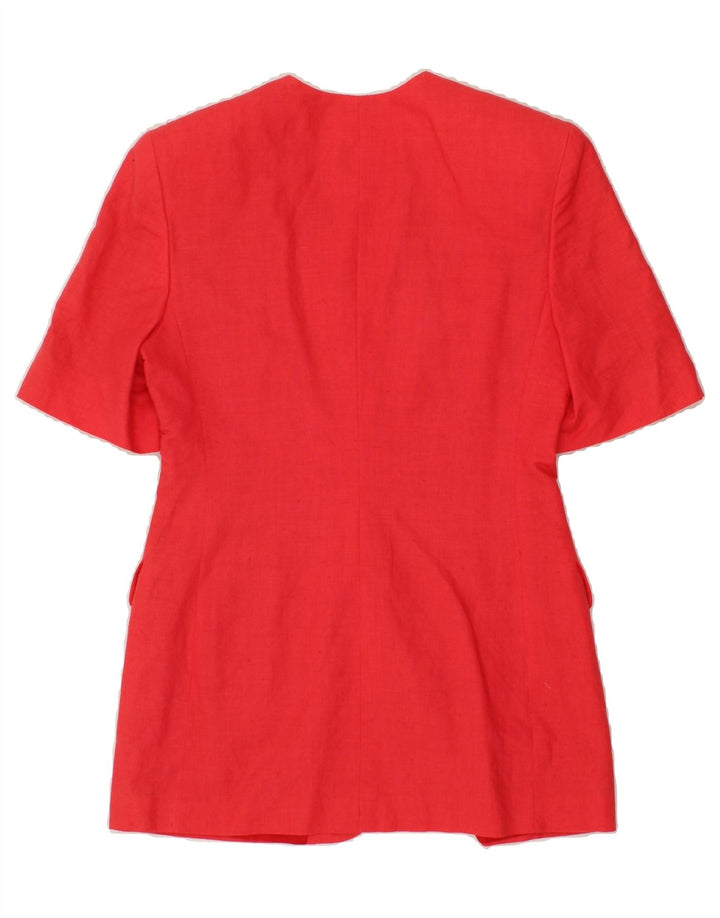 VINTAGE Womens 2 Button Short Sleeve Blazer Jacket UK 12 Medium Red Vintage Vintage and Second-Hand Vintage from Messina Hembry 