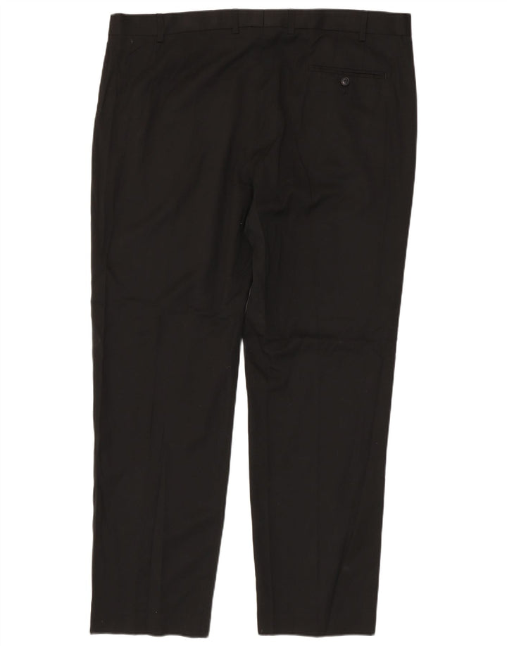 Marks & Spencer Herre Straight Regular Suit Bukser W42 L33 Sort Polyester