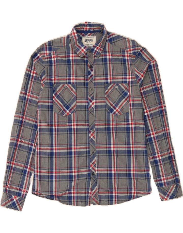 ESPRIT Mens Slim Shirt Small Grey Check Cotton Vintage Esprit and Second-Hand Esprit from Messina Hembry 