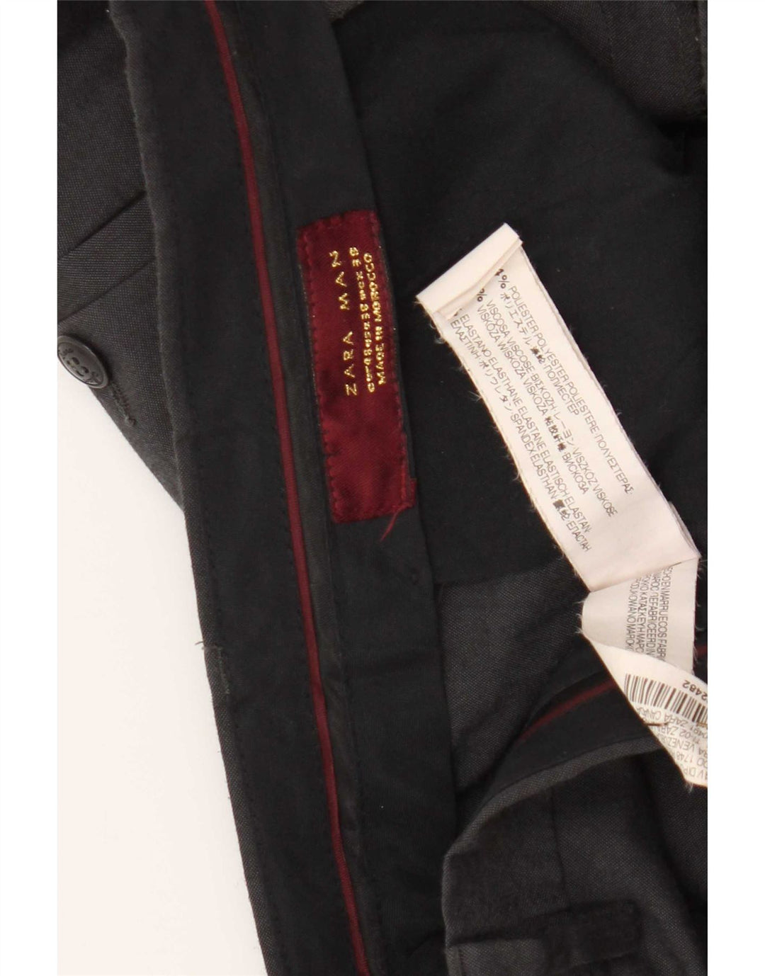 Zara Herre Lige Chinobukser EU 48 XL W38 L29 Grå Polyester