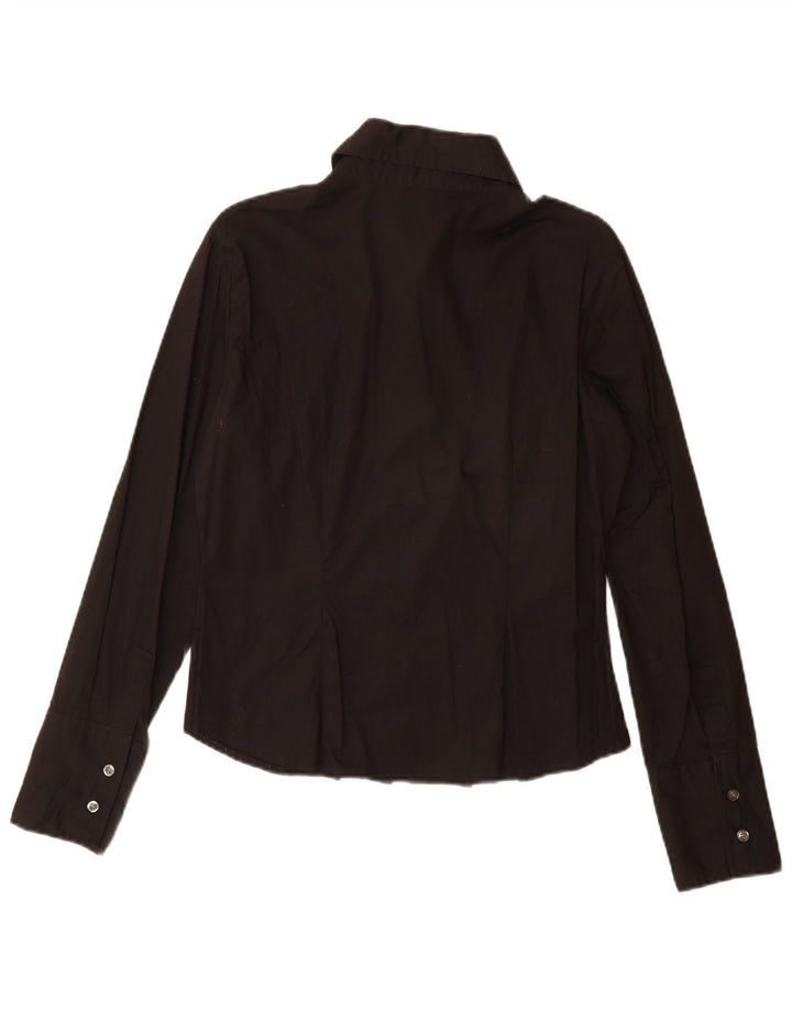 Benetton Dameskjorte UK 14 Medium Sort Bomuld