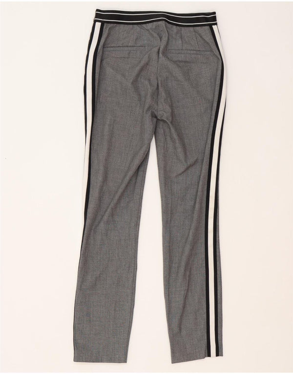 Zara Womens Slim Chino Trousers Small W26 L27 Grey Striped Polyester