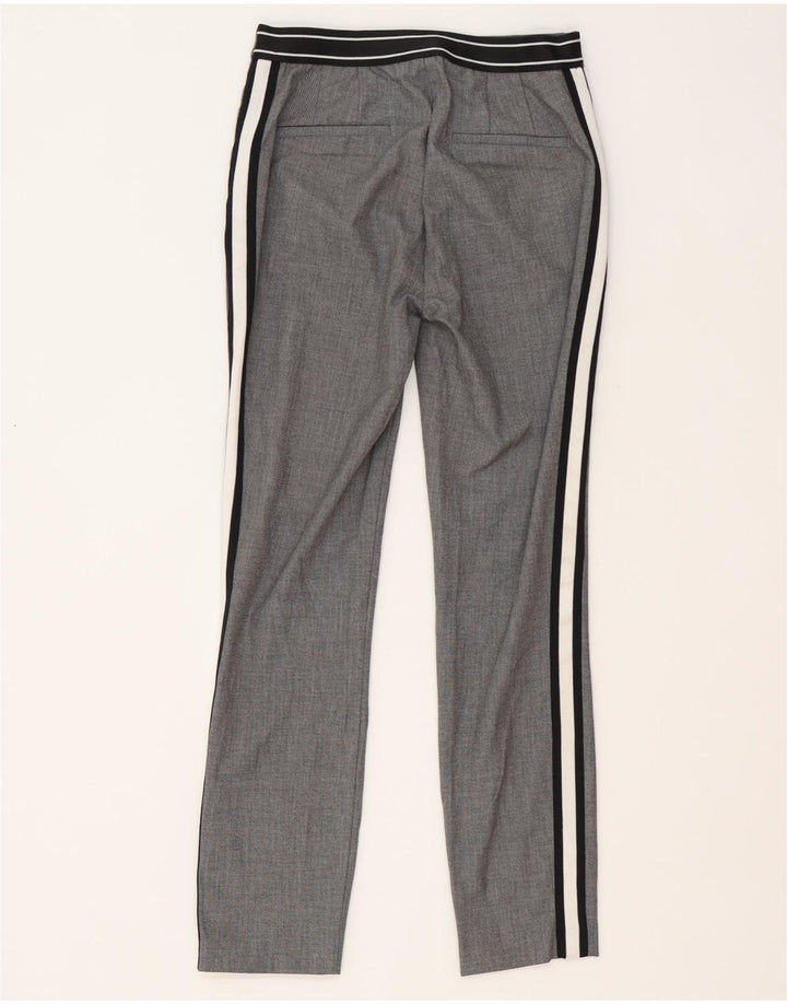 Zara Slim Chino-bukser til kvinder Small W26 L27 Gråstribet polyester