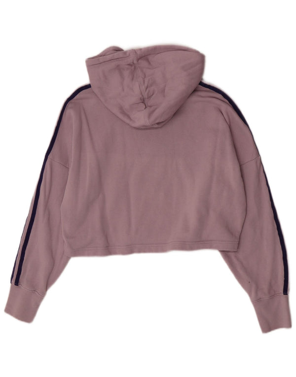 Adidas Womens Crop Oversized Hoodie Jumper UK 4 XS Pink Bomuld