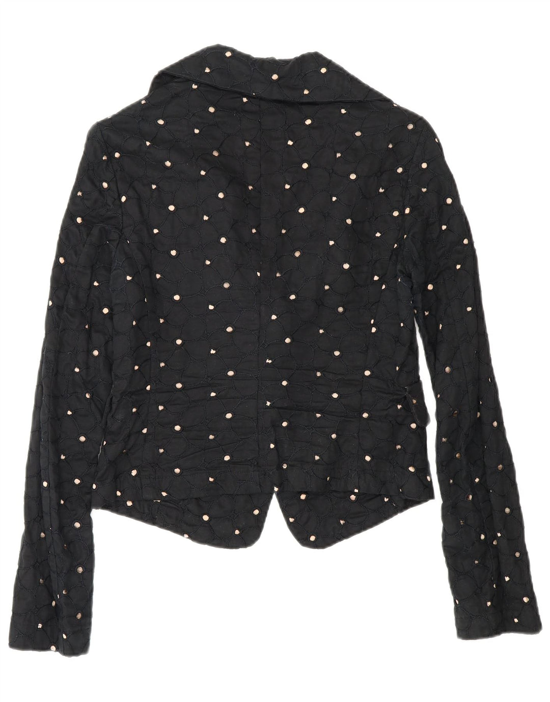 Benetton Dame Crop 2 Button Blazer Jacket IT 42 Medium Sort Plettet