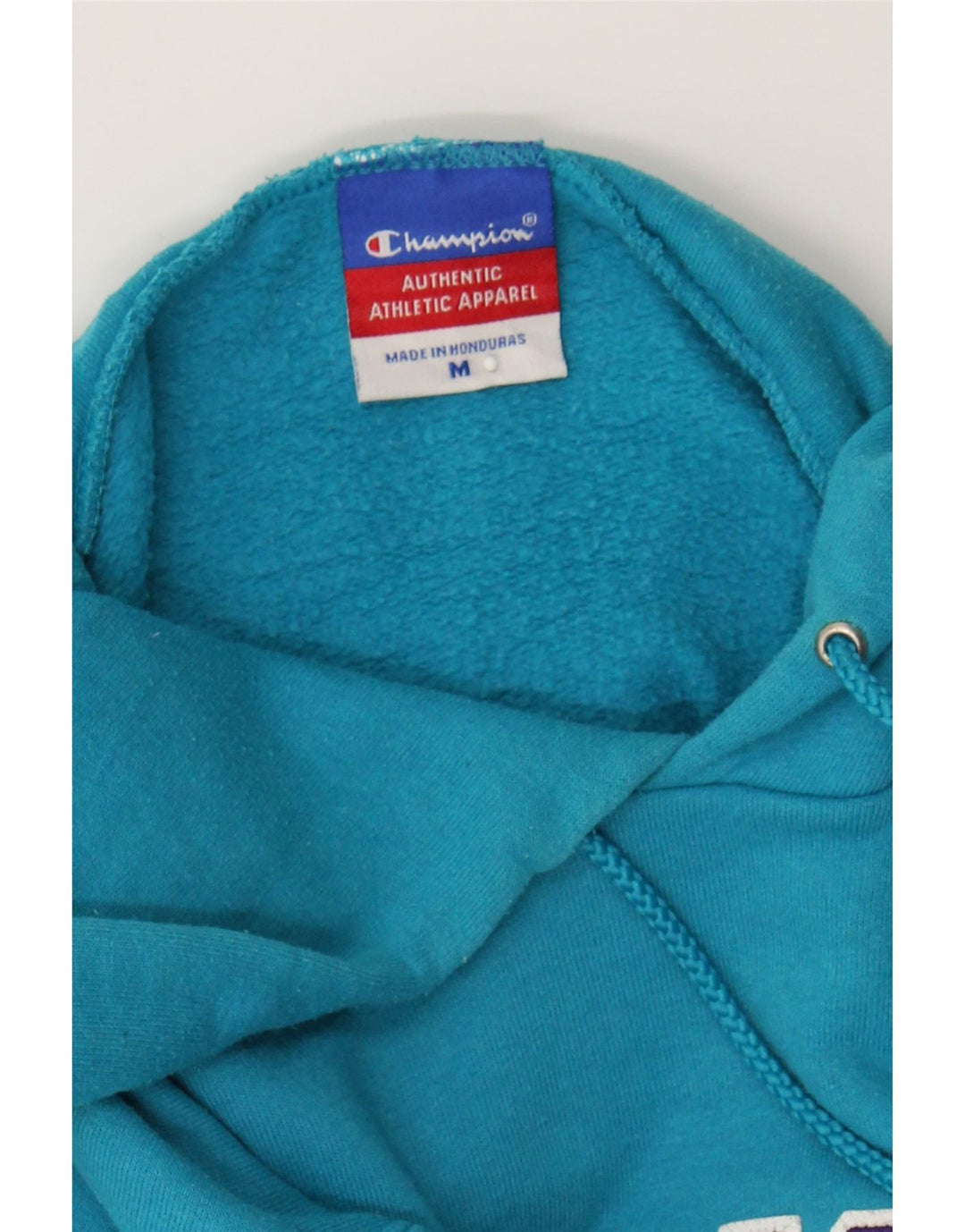 CHAMPION Mens Belmont Graphic Hoodie Jumper Medium Blue Cotton Vintage Champion and Second-Hand Champion from Messina Hembry 