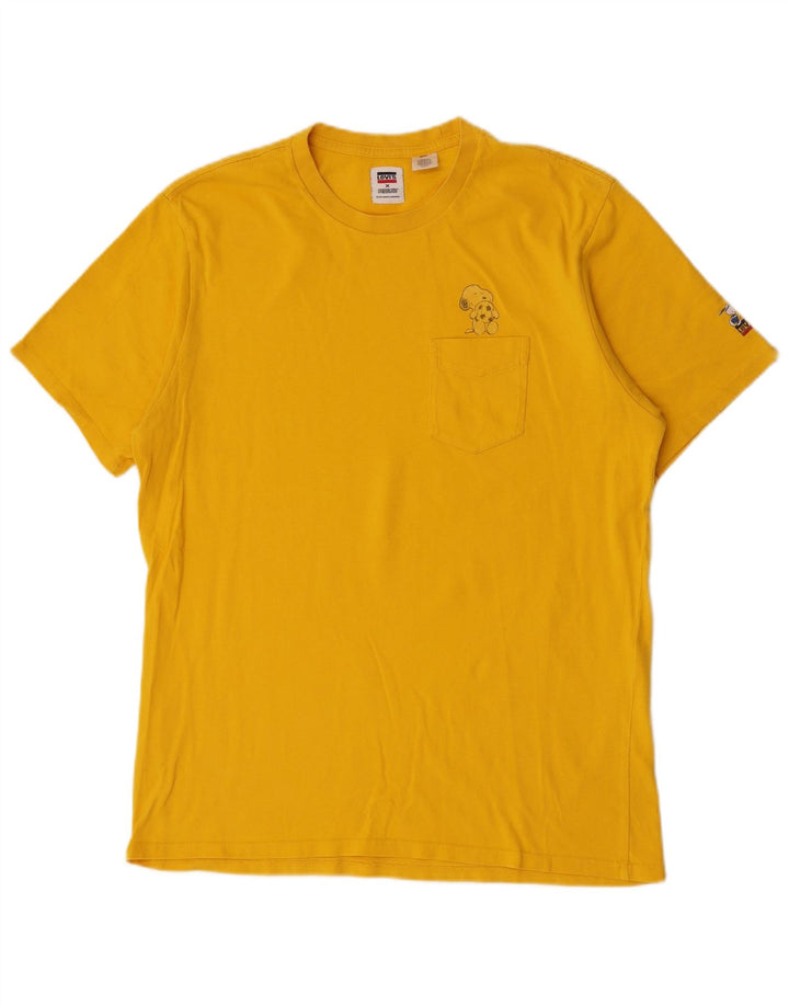 Levi's Herre Peanuts T-Shirt Top Medium Gul