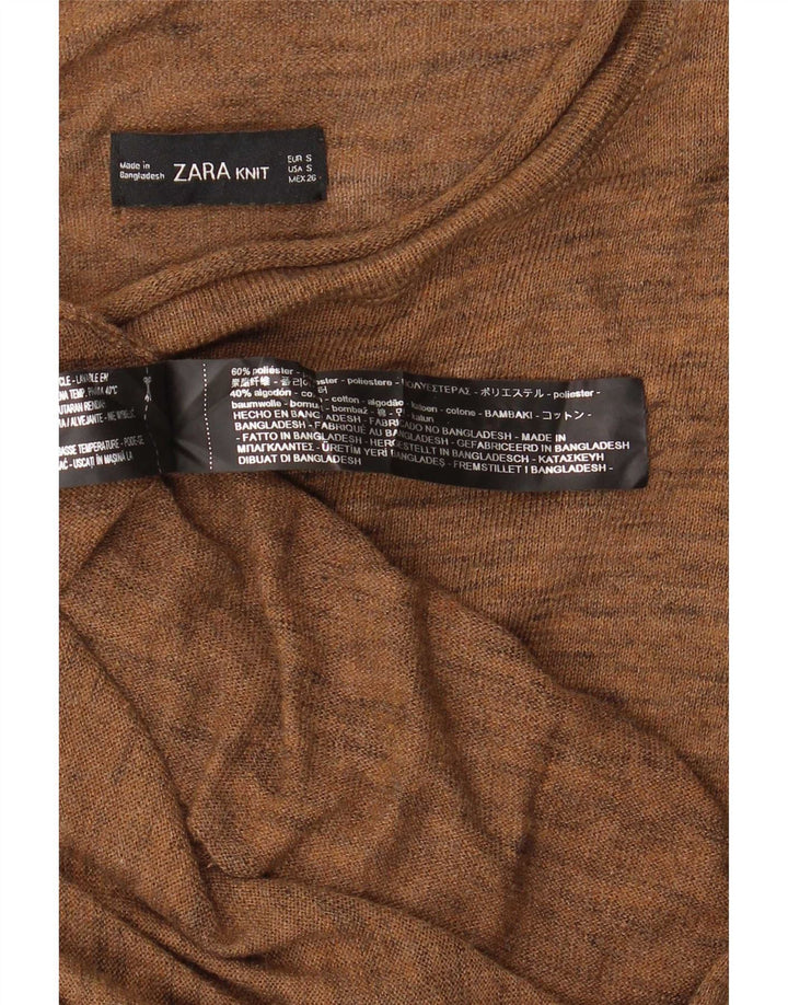 Zara Dame Asymmetrisk Jumper Kjole UK 10 Small Brown Polyester