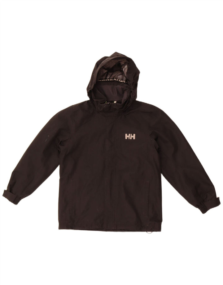 Helly Hansen Regnjakke med hætte til drenge 11-12 år Sort polyester