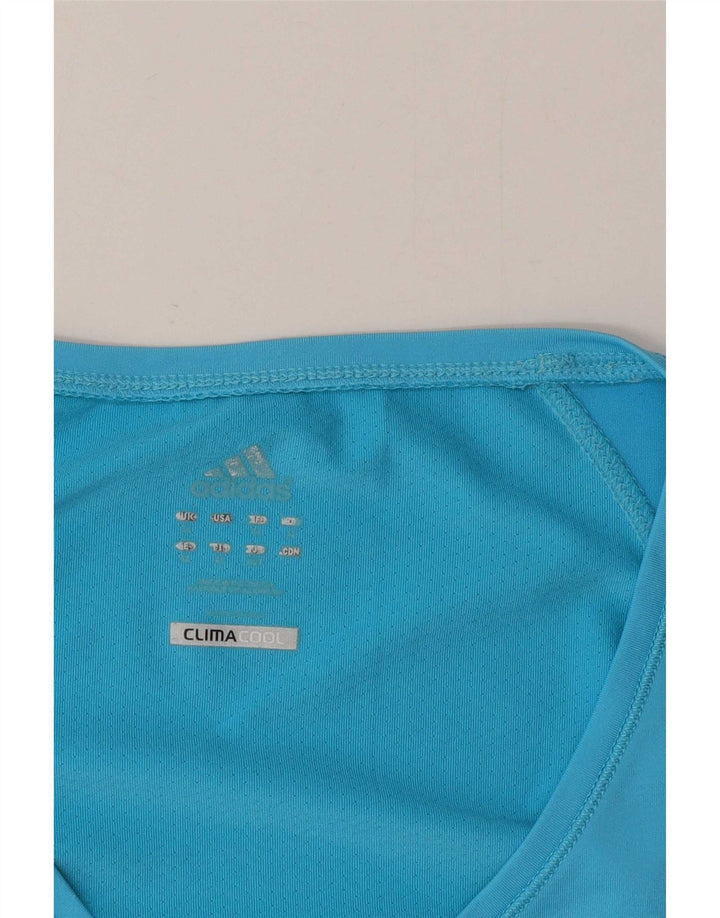 Adidas Dame Climacool T-Shirt Top UK 16 Stor Blå
