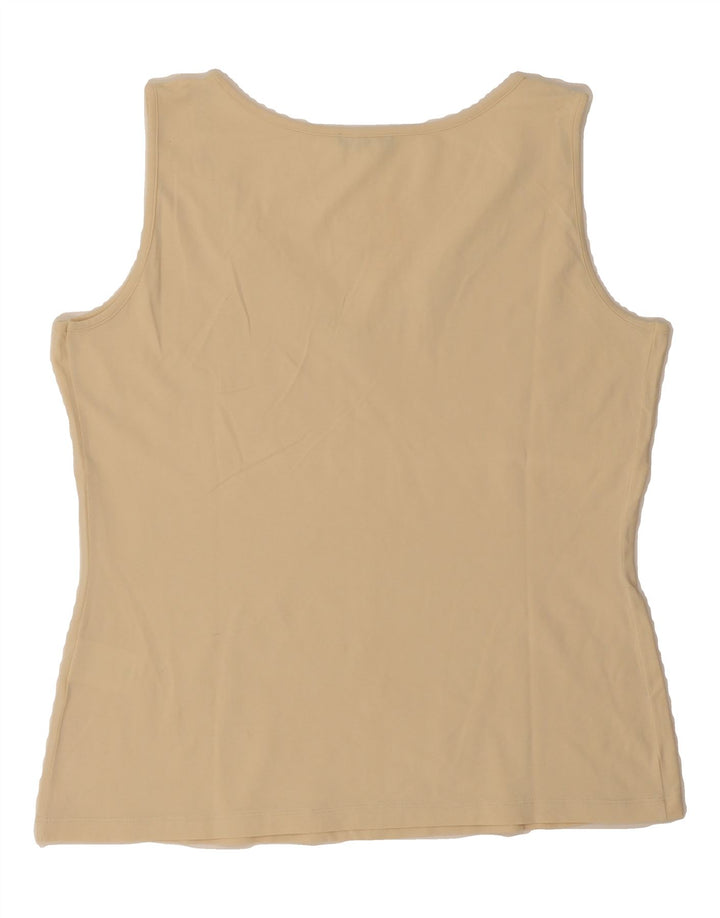 ELENA MIRO Womens Sleeveless Blouse Top UK 14 Medium Beige Cotton Vintage ELENA MIRO and Second-Hand ELENA MIRO from Messina Hembry 