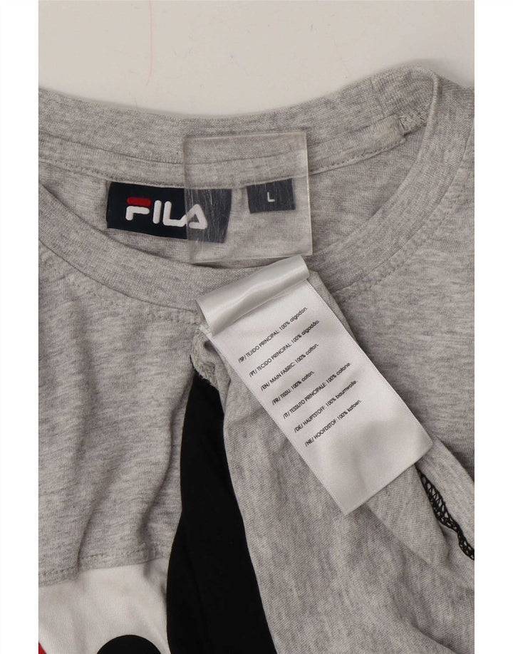 Fila Herre Grafisk T-Shirt Top Stor Grå Colourblock Bomuld