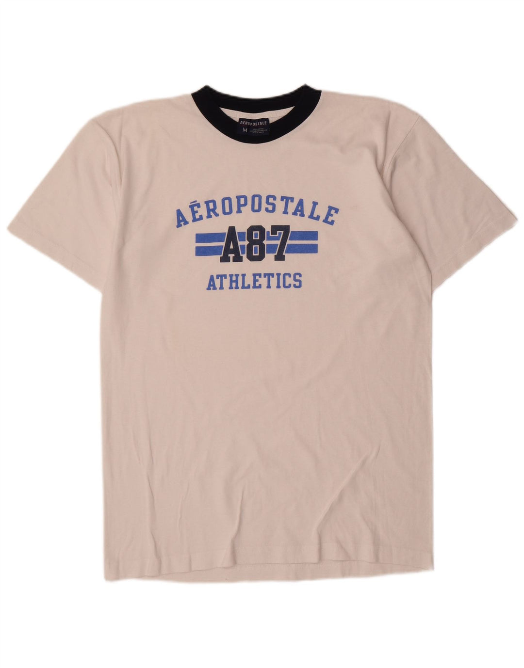 Aeropostale Herre grafisk T-shirt Top Medium White Colourblock Bomuld