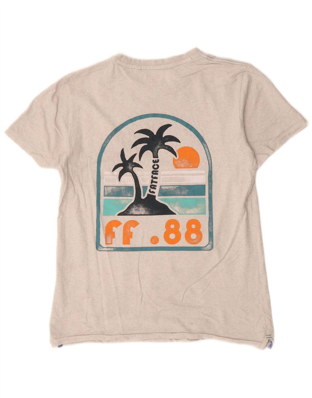 Fat Face Herre Grafisk T-Shirt Top Lille Grå