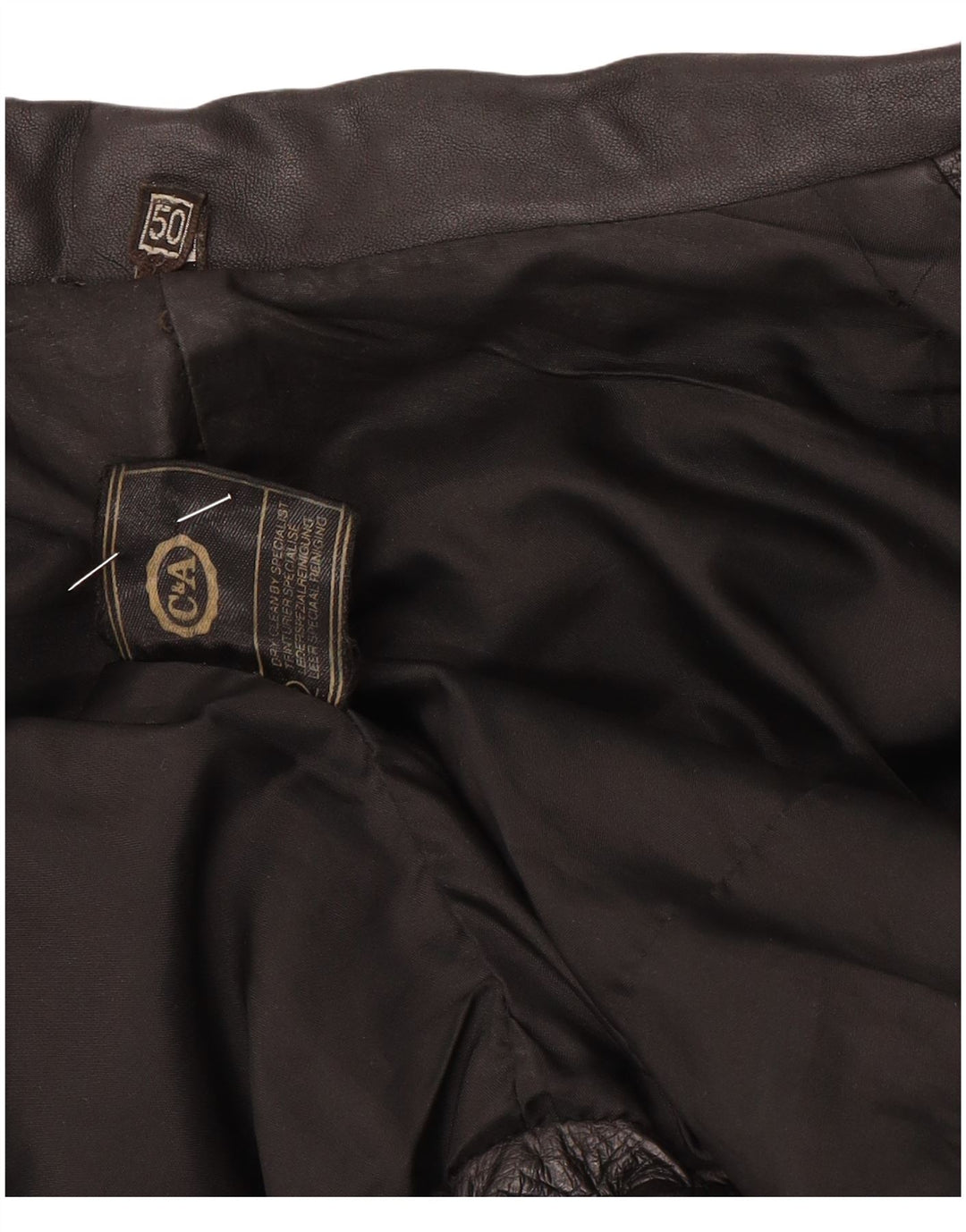 C & A Herre Loose Fit Læderjakke EU 50 Large Black Læder