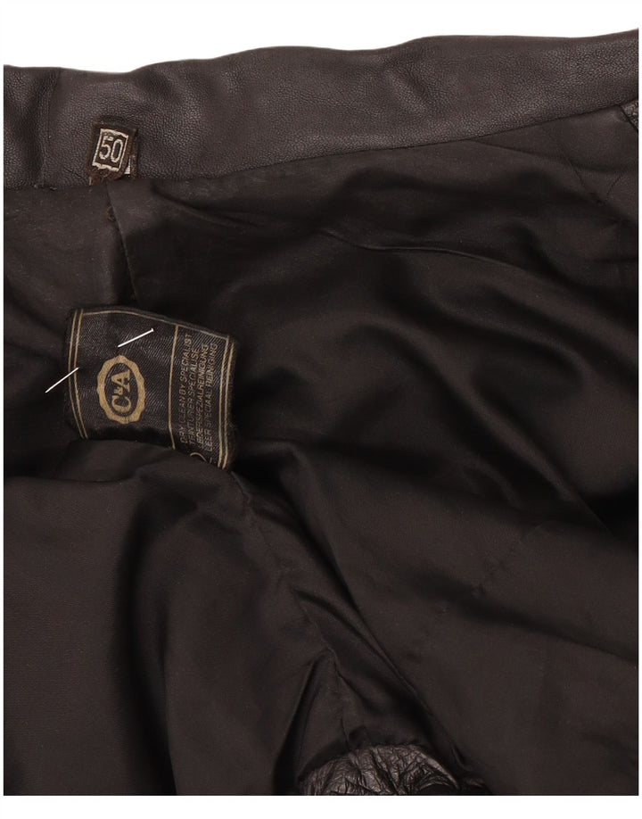 C & A Herre Loose Fit Læderjakke EU 50 Large Black Læder