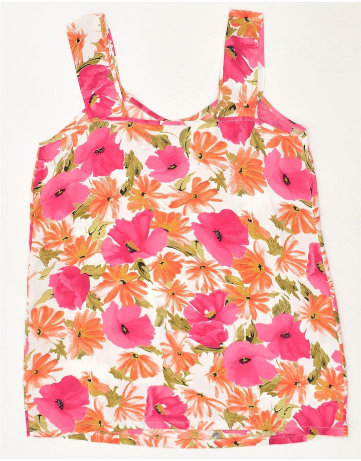 VINTAGE Womens Cami Top UK 10 Small Multicoloured Floral | Vintage Vintage | Thrift | Second-Hand Vintage | Used Clothing | Messina Hembry 