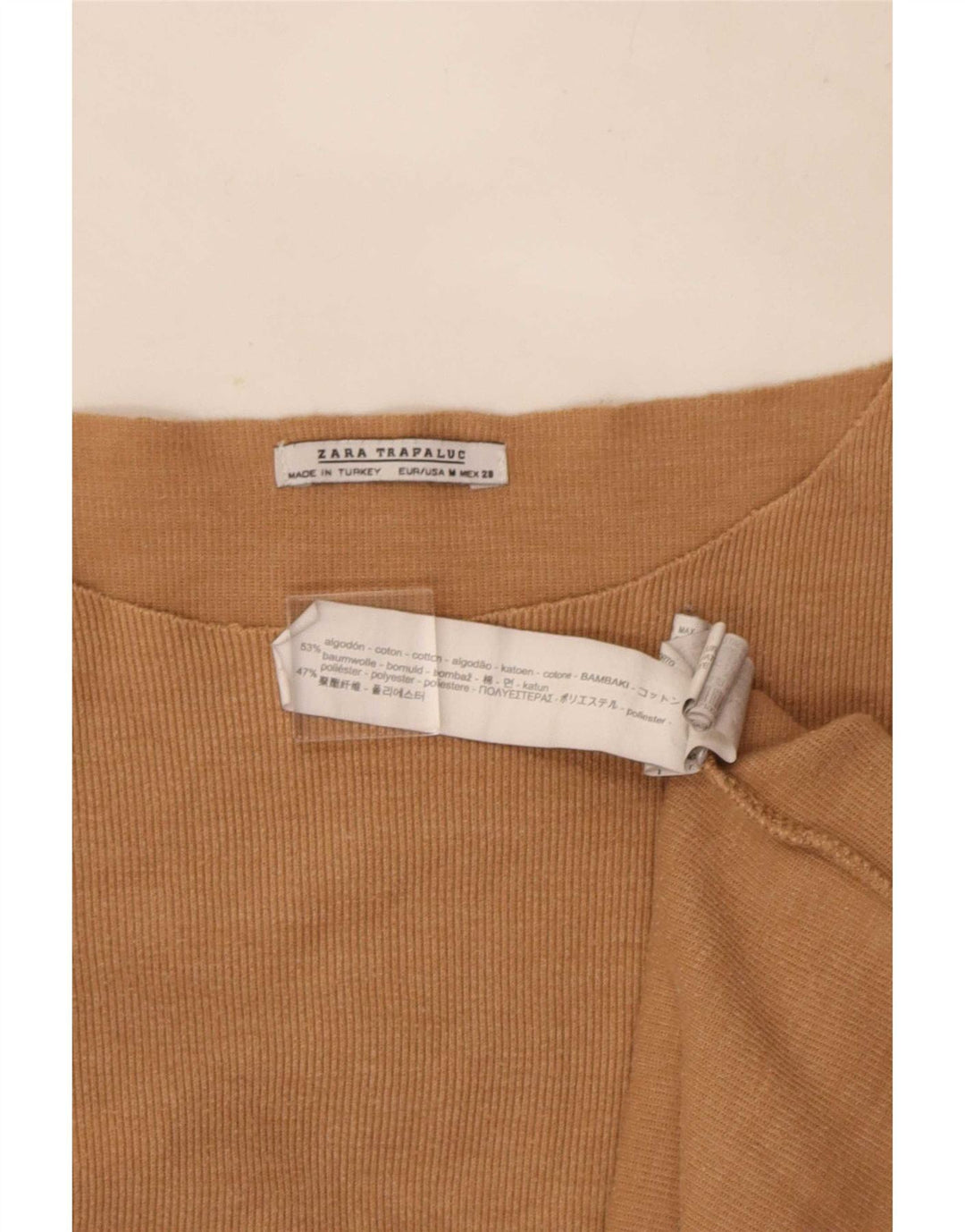 Zara Dame Trafaluc Oversized Top Langærmet UK 14 Medium Beige Bomuld