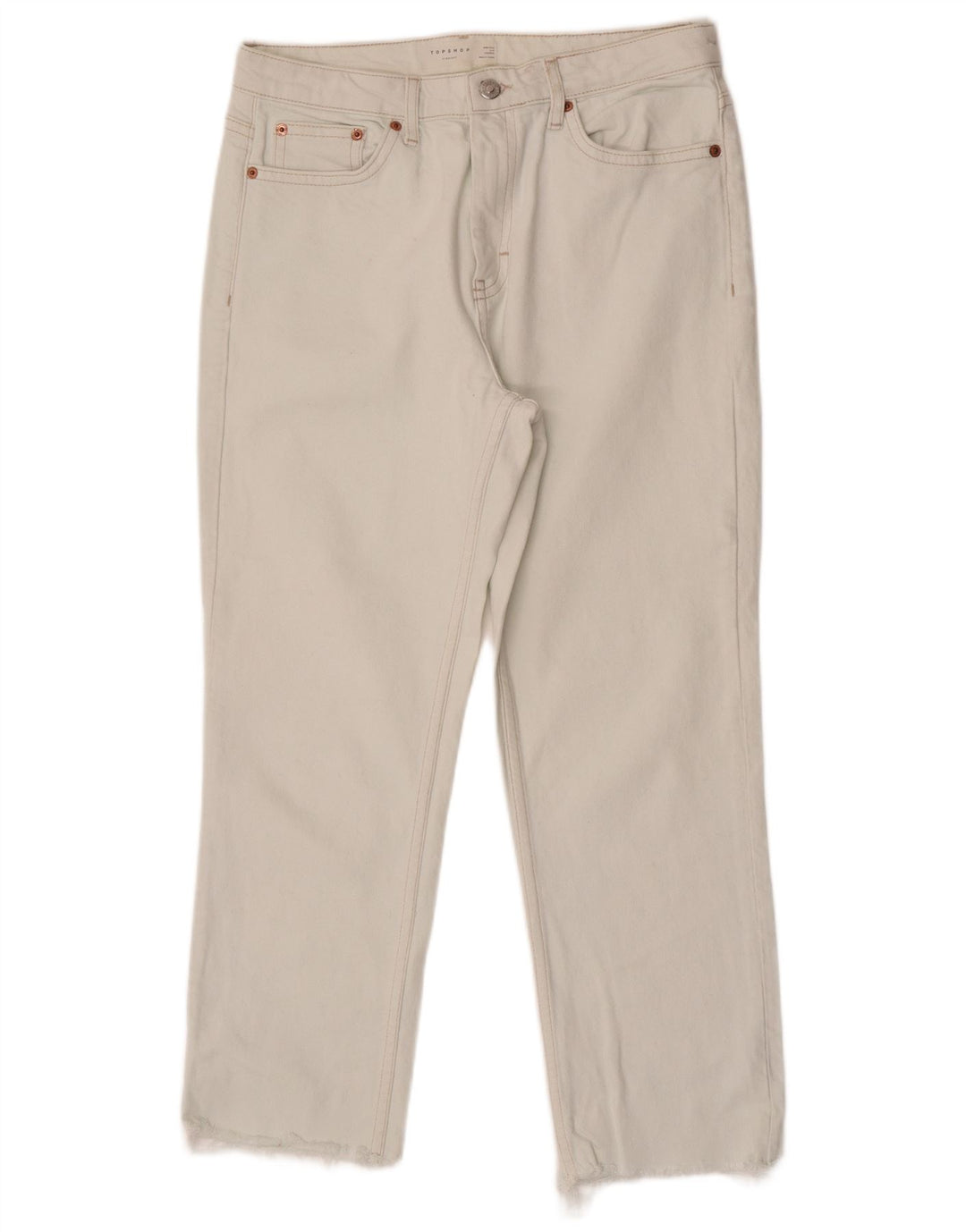 TOPSHOP Dame Crop Straight Jeans W30 L25 Hvid