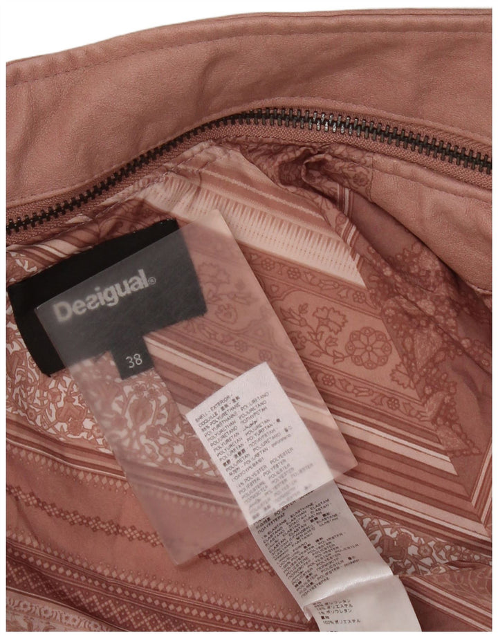 Desigual dame bikerjakke i imiteret læder EU 38 Medium Pink Floral