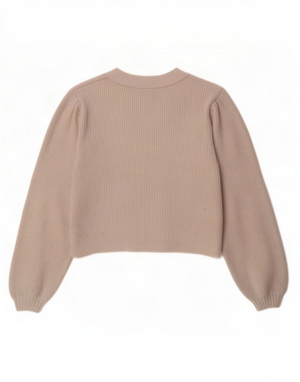 Zara Womens Crop Cardigan Sweater UK 10 Small Off White Viscose