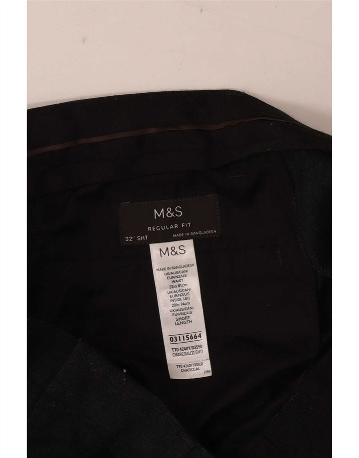 Marks & Spencer Straight Chino Bukser til mænd W32 L29 Grå Flecked