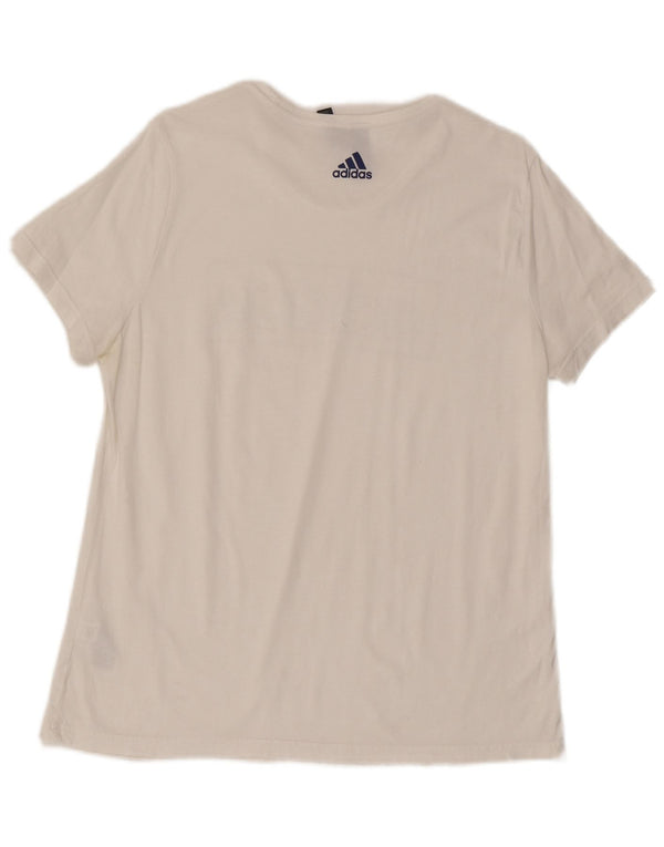 Adidas grafisk T-shirt top til kvinder UK 20/22 XL Hvid bomuld