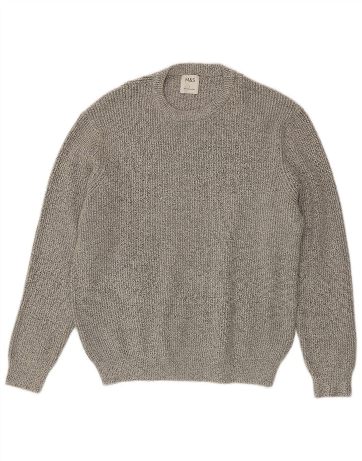 Marks & Spencer Herre sweater med rund hals, stor grå polyamid