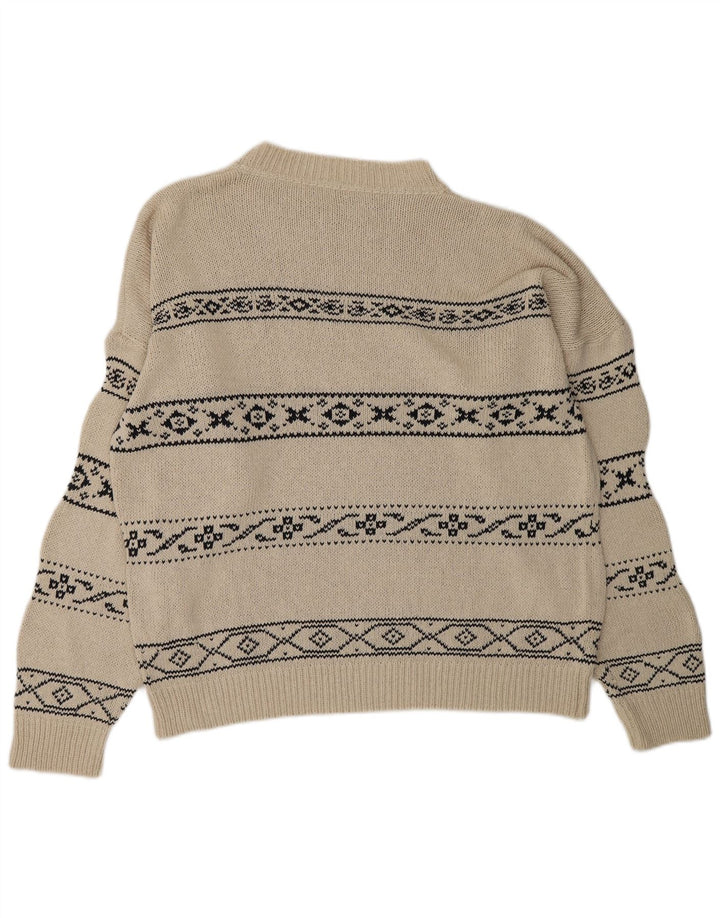 KAOS Herre sweater med rund hals, stor hvid Fair Isle