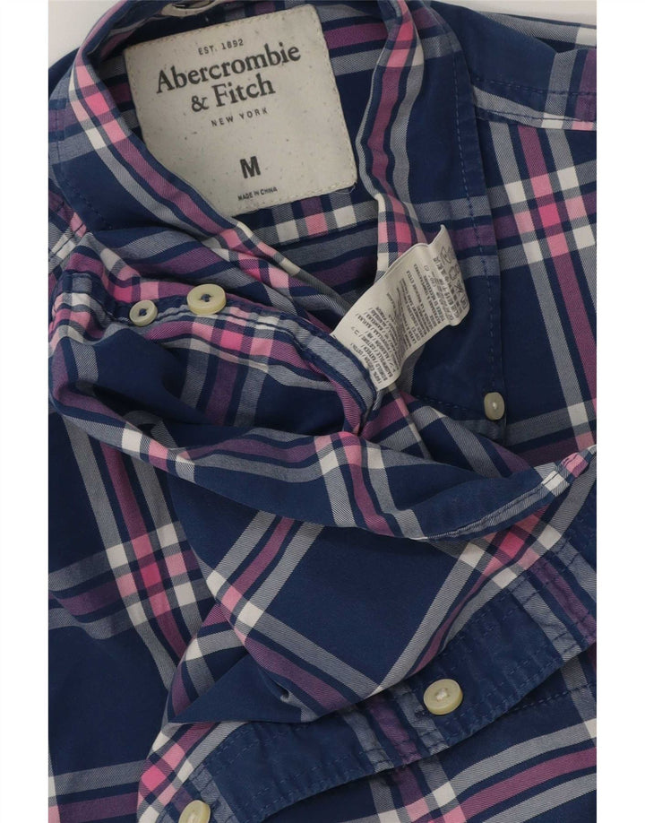 Abercrombie & Fitch Flanelskjorte til mænd mellemblå ternet bomuld