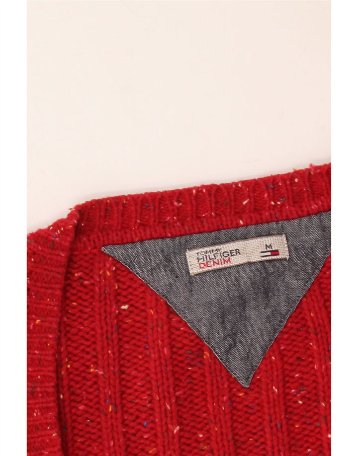 TOMMY HILFIGER Womens V-Neck Jumper Sweater UK 14 Medium Red Flecked Vintage Tommy Hilfiger and Second-Hand Tommy Hilfiger from Messina Hembry 