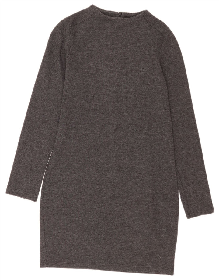 Zara Dame Langærmet Jumper Kjole UK 12 Medium Grå
