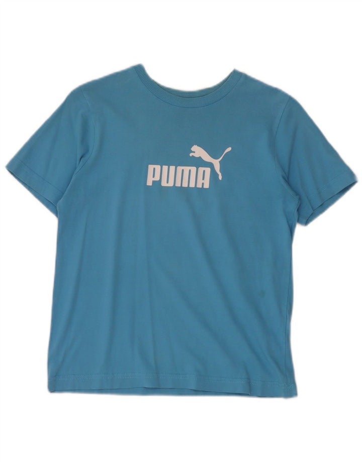 Puma Grafisk T-Shirt Top UK 12 Medium Blå Bomuld