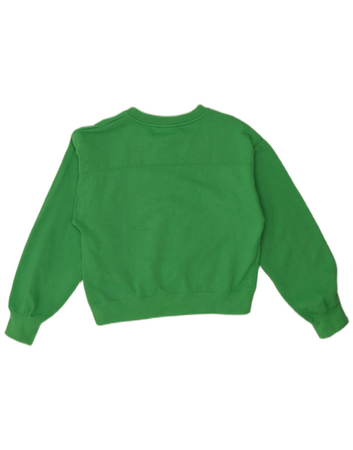 Zara Womens Crop Sweatshirt Jumper UK 10 Small Green Polyester